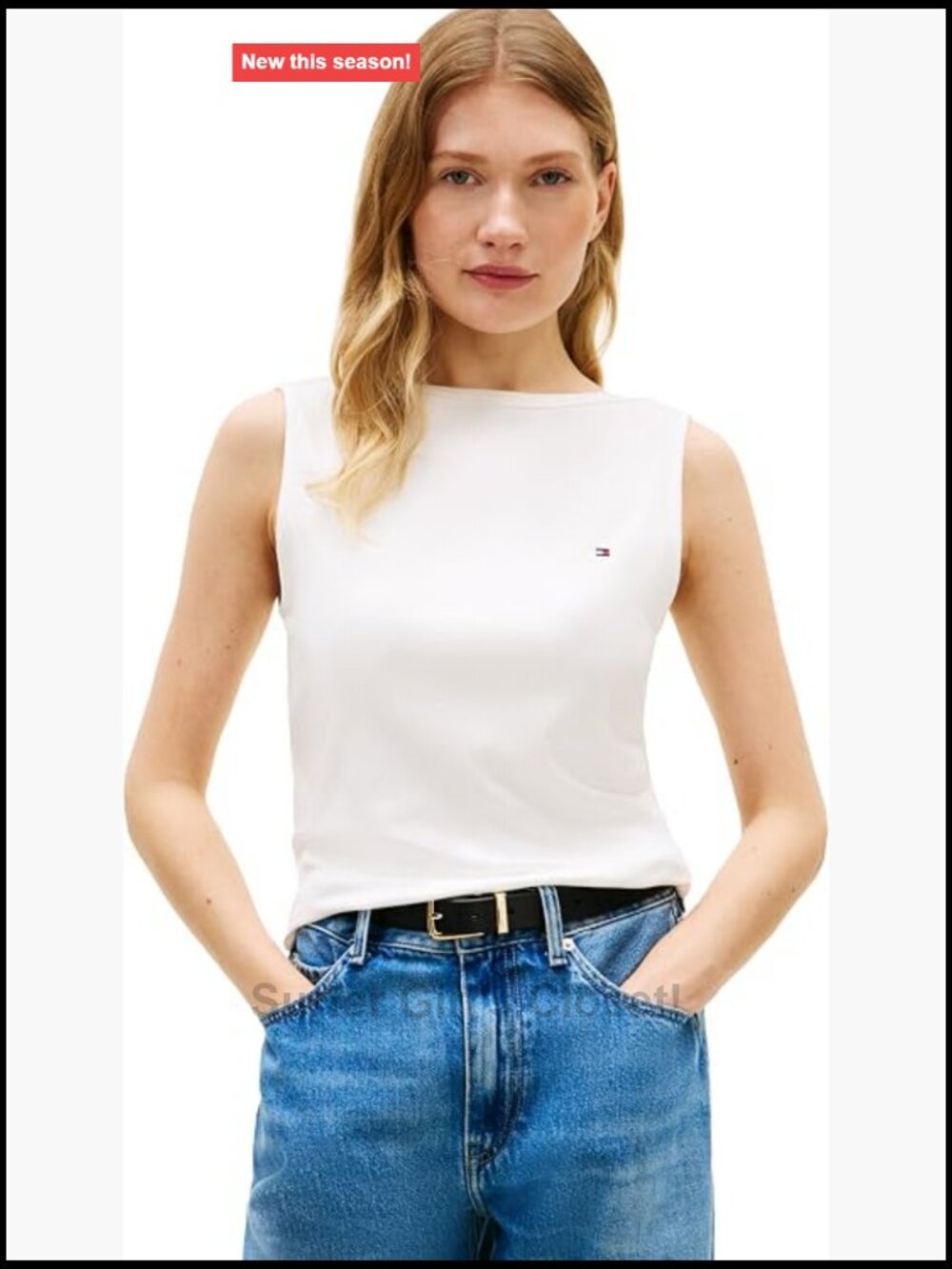 Sleeveless Boat Neck Rib Tank Top - High Stretch, Lightweight